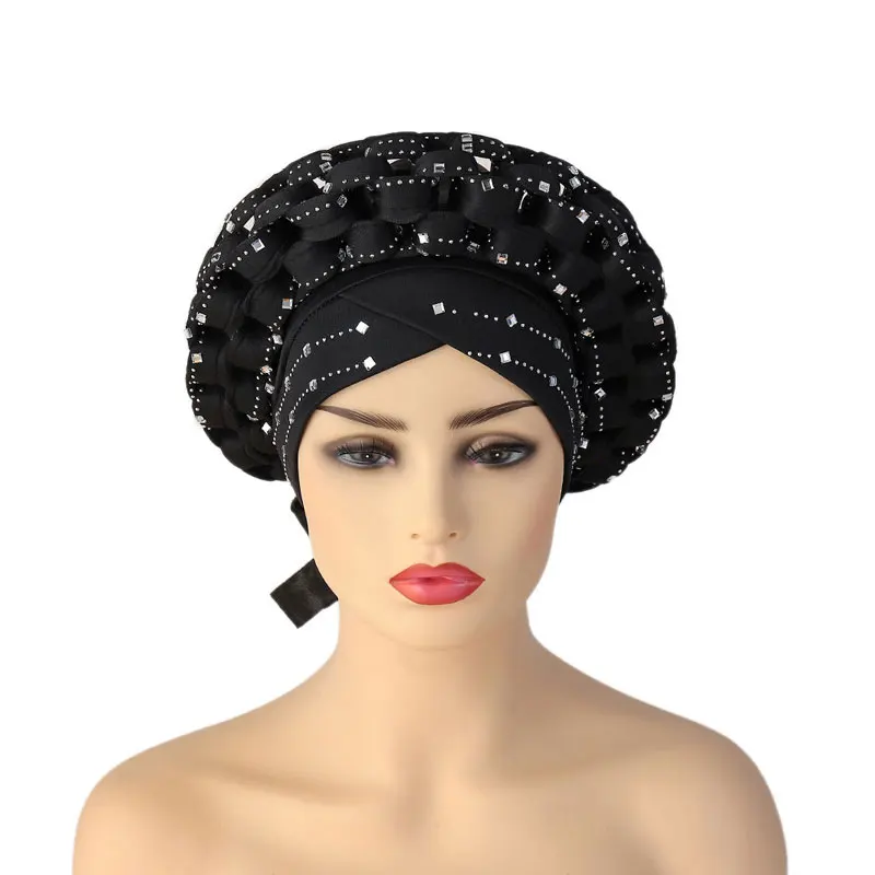 

Muslim Headscarf Womens Baotou Hat Adjustable Space Layer Braid Hat African Headscarf Hot Diamond Hat