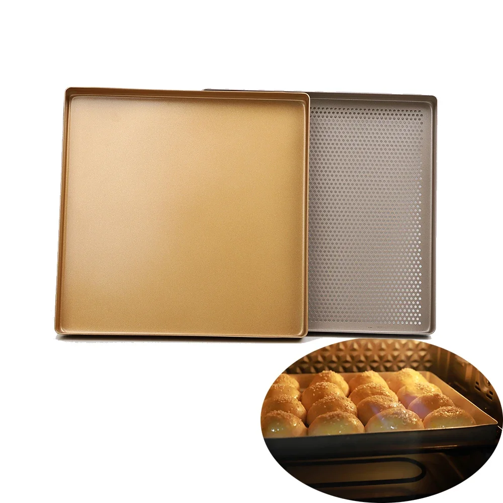 Pizza Square Baking Pan Nonstick Kitchen Accessories  Cooking Dish  Oven Tray Bread Toaster Mold for Pastry  Pizza Pan with Hole