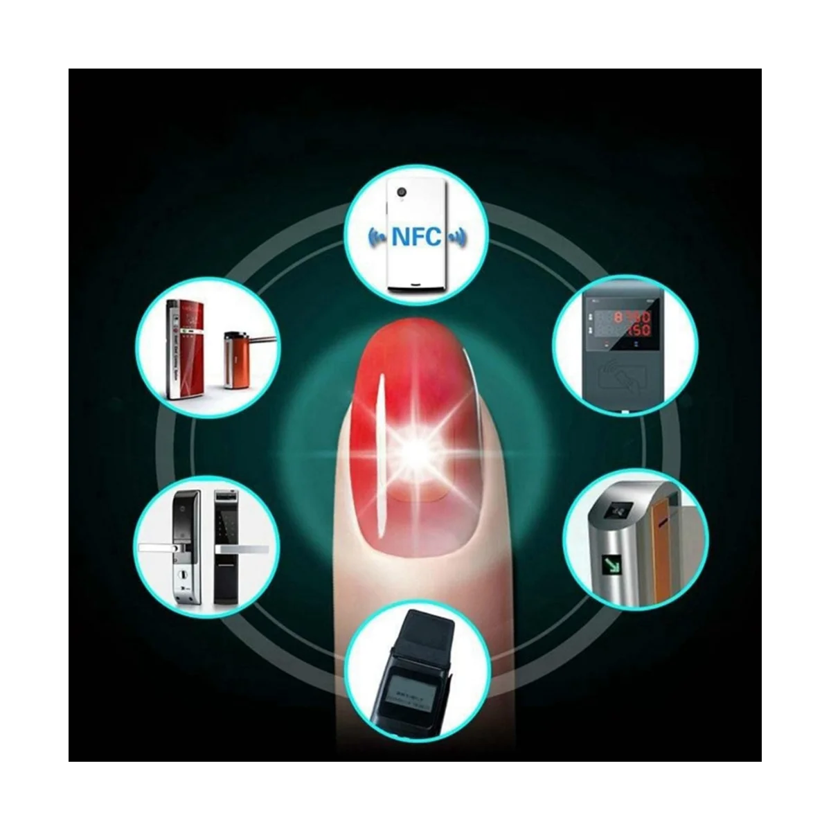 5Pcs NFC Flash Nail Sticker LED Bare Chip Intelligent Luminous Nail Lamp Nail Sticker Enhancement, White Light