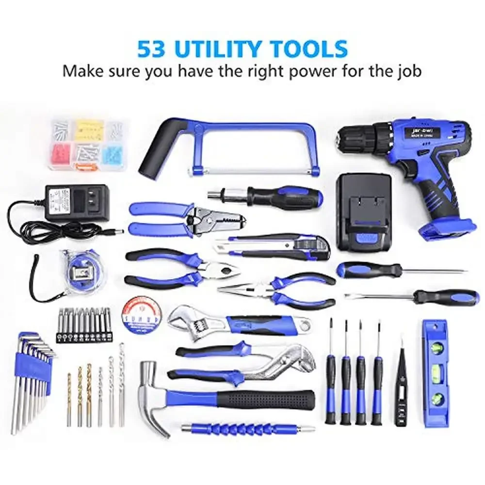 Professional 112-Piece Cordless Drill Tool Kit Set Home DIY and Garden Maintenance with Lithium Battery Compact Durable and