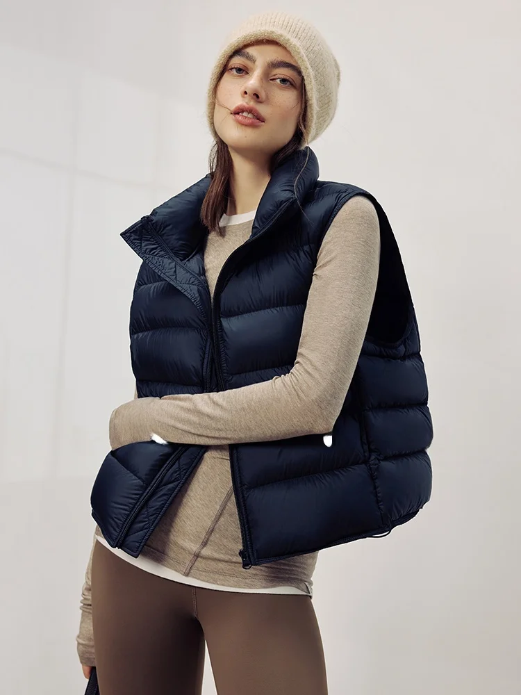 

Fall Winter Women's Faionable Pure Color 90 Du down Vest Thiened Stand Collar Turtle Ba Design Casual Sle Coat