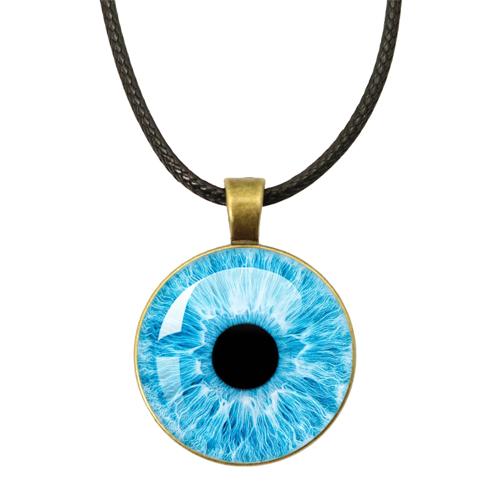 Leather Rope Chain Necklaces Large Pupils Necklace Human Eye Dragon Cat Eye Pendant Necklace Charm Jewelry For Gift