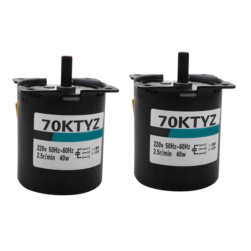 

Hot 2X 220V AC 40W Low Speed Geared Motor 70KTYZ Permanent Magnet Synchronous Motor High Torque Low Noise Motor