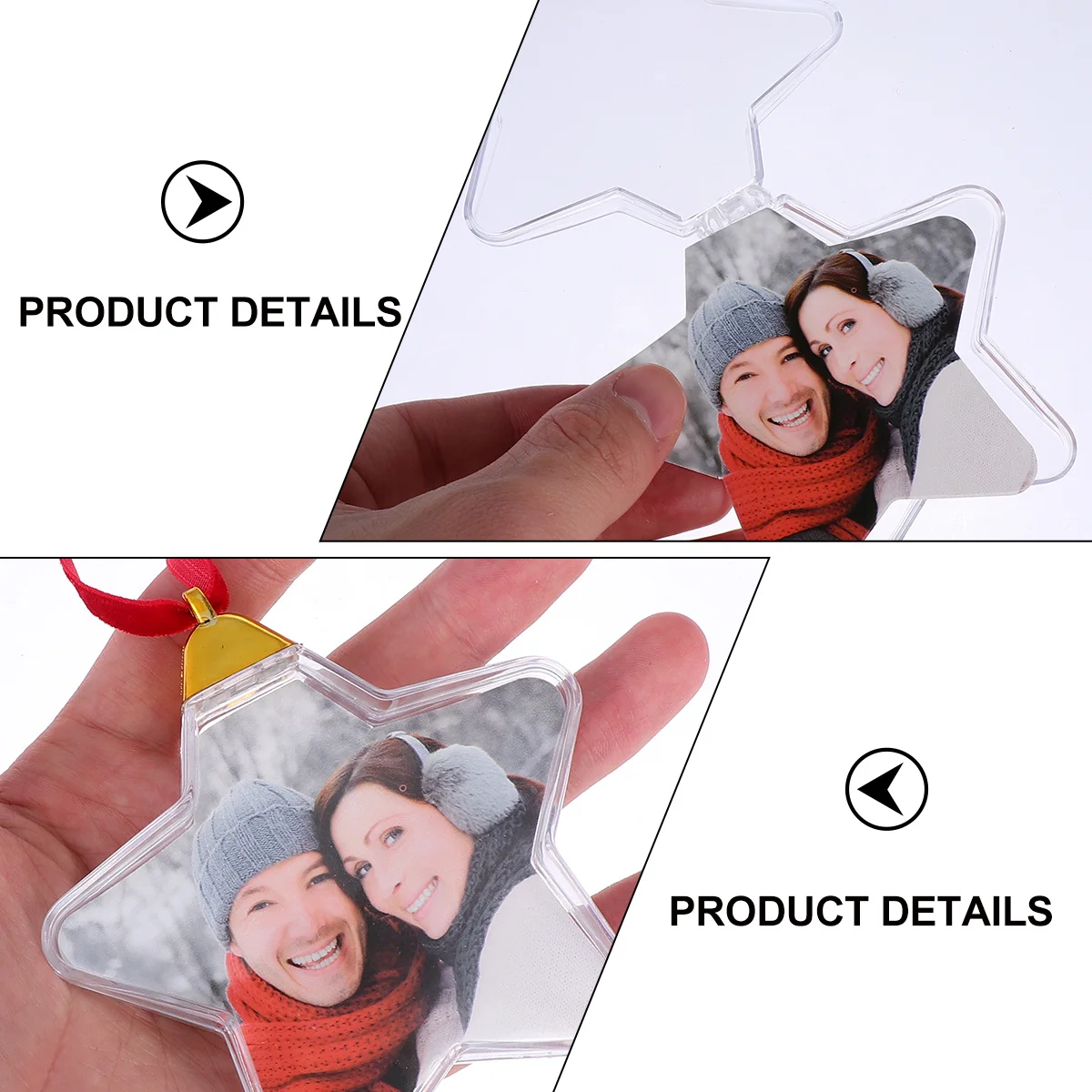 

6Pcs Star Shaped Christmas Photo Pendant DIY Transparent Replacement Cards Decor for Holiday Party Daily Use Xmas Tree Hanging