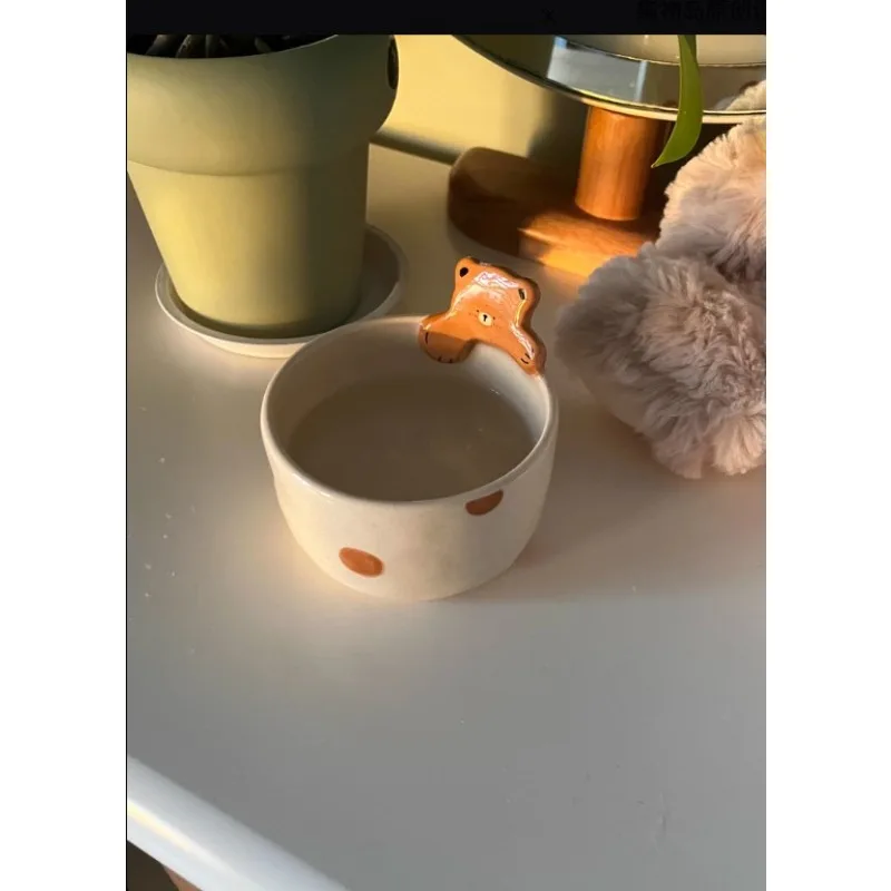 

Hand Painted Ceramic Coffee Milk Mugs Cute Bear Pattern Breakfast Yoghurt Mugs Daily Household Afternoon Tea Cups