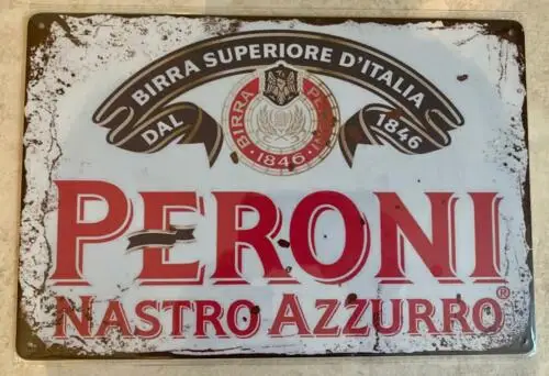 PERONI-placa de METAL para cerveza, señal para BAR, PUB, cueva, garaje, 20x30, grande