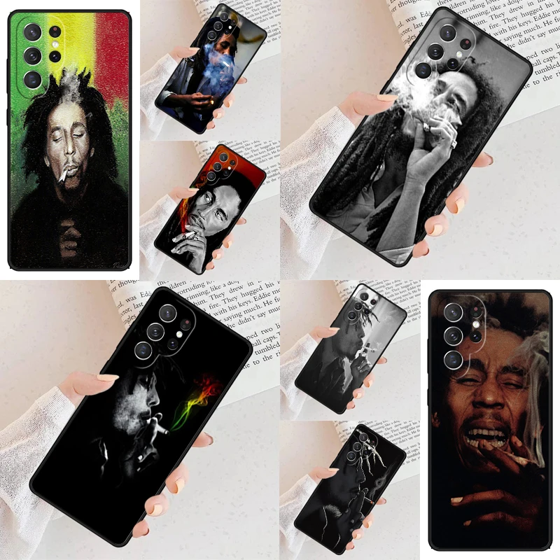 Bob Marleys Smoking Phone Case For Samsung Galaxy S24 S23 S22 S21 Ultra S10 Note 10 Pro S20 Plus FE S9 S8 Cover