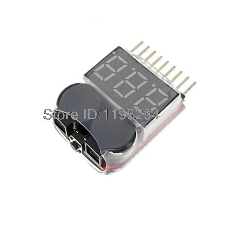 1pcs 2 IN 1 1-8S Lipo/Li-ion/Fe Battery Voltage Tester Low Voltage Buzzer Alarm Checker For Vehicles & Remote Control Toys