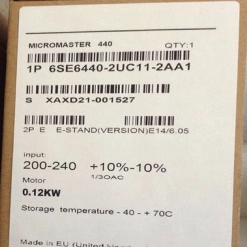 New 6SE6440-2UC11-2AA1 MICROMASTER 440 1/3AC200-240V+10/-10% 47-63Hz 6SE6 440-2UC11-2AA1