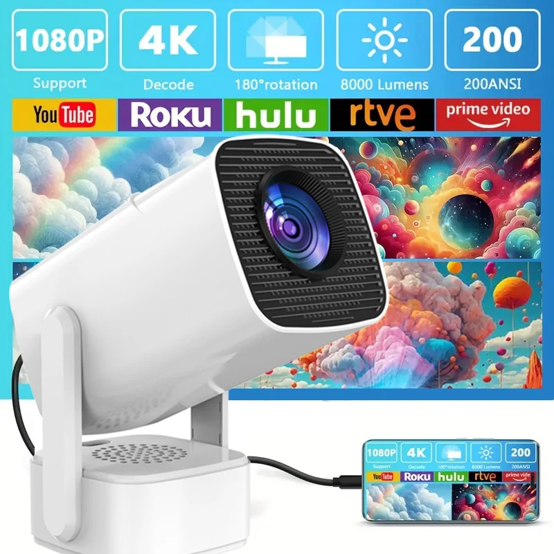 

Smart LED Projector, 1080P Support, Native Resolution 1280x720, Built-in Speakers, Ideal for Home Entertainment and Office Use