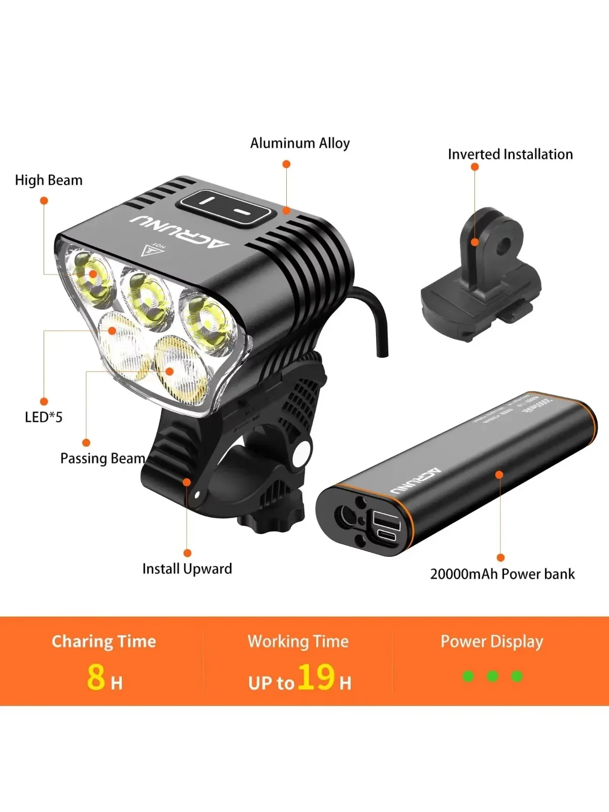 AliExpress Super Bright Bicycle Headlight 5000 Lumens 20000mAh Aluminum Bicycle Light Front Back Rear Taillight