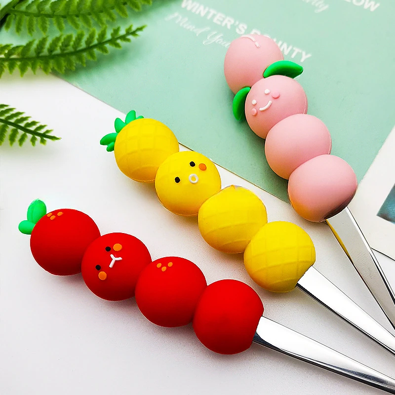 Fun Fruit Jenga Spoon and Chopsticks Two-piece Set 304 Stainless Steel Spoon Alloy Chopsticks Portable Tableware Set