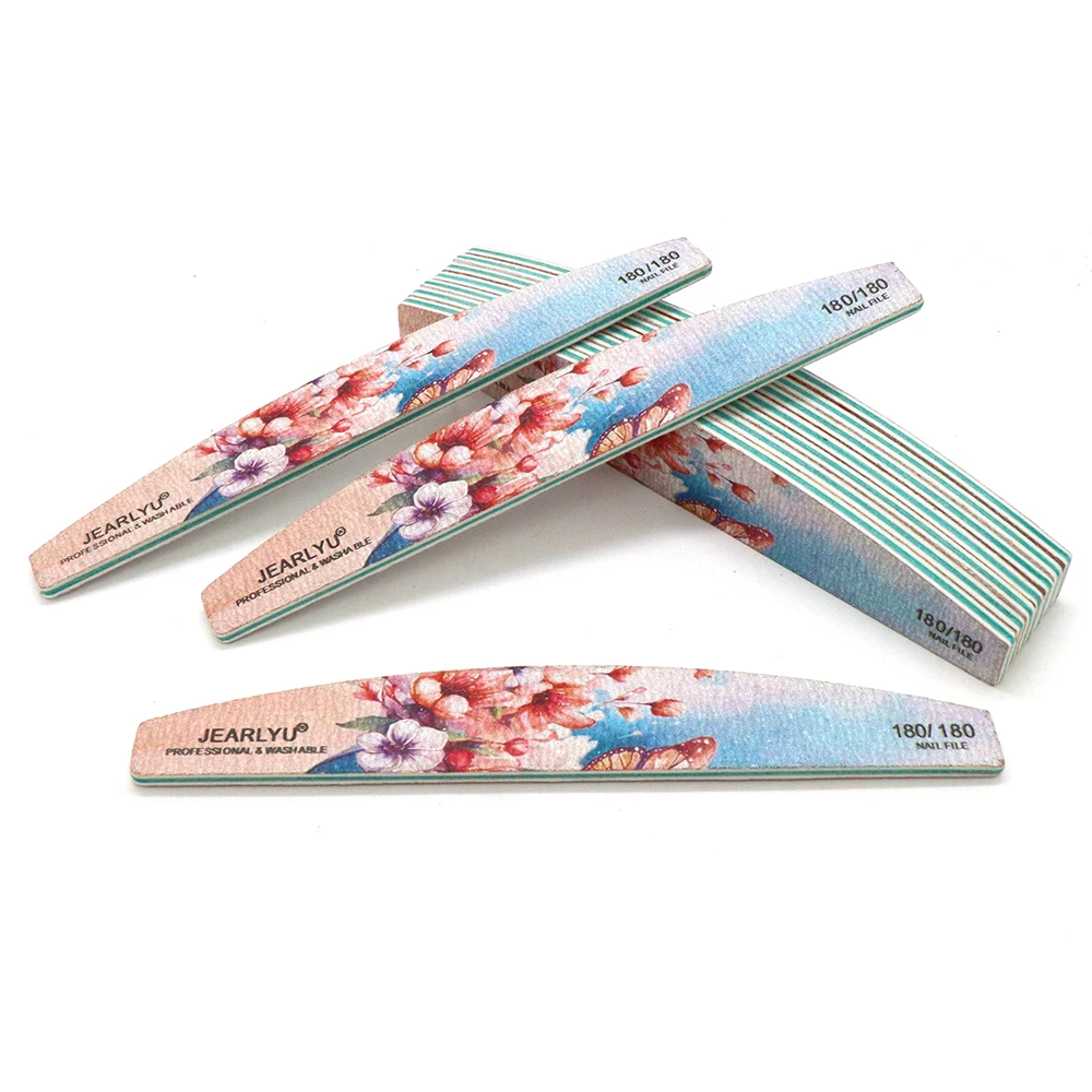 10개 네일 파일 및 버퍼 세트 180/180 그릿 보트 모양 광택 샌딩 파일 가정 및 살롱용 딥 파우더 네일 제거