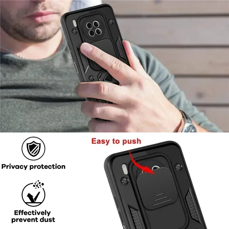 

For Huawei Y9A Case Shockproof Armor Finger Holder Magnetic Metal Ring Cases For Huawei Y9a 2020 FRL-22 FRL-23 Y 9A Y9 A Cover