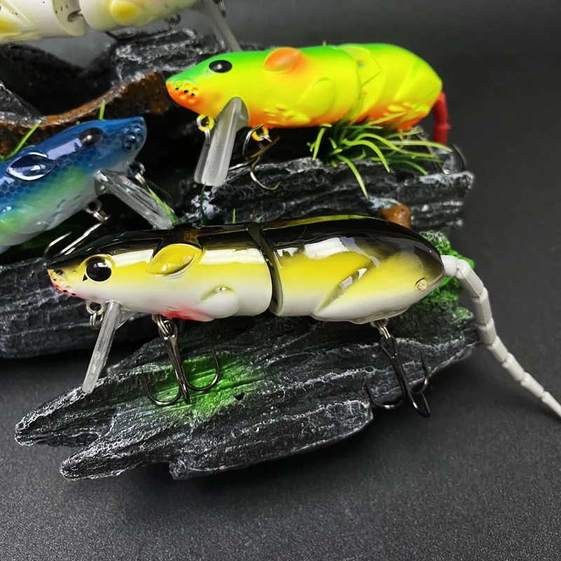 80mm 15g Mouse Minnow Floating Bionic Rat 2 Sections Jointed Artificial Jerkbait Wobblers Surface Hard Bait Pike Bass Supplies