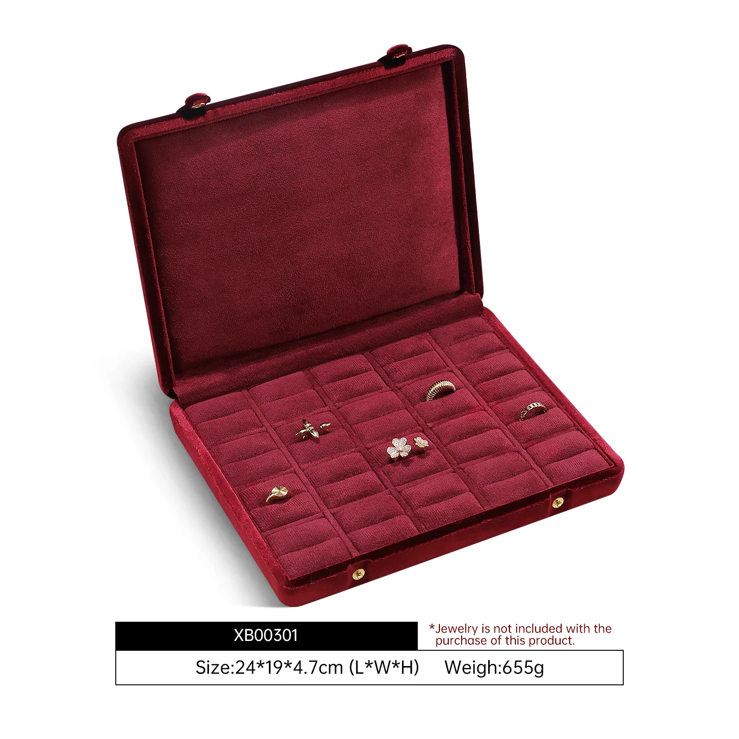 Yinbeini Fluwelen sieradenopbergdoos Ring Oorbel Hanger Display Organizer Grote ruimteverpakkingsdoos voor collectie XB006