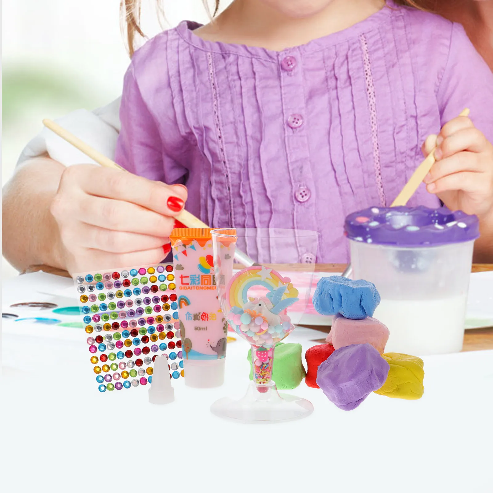 1 ensemble d'argile polymère pour enfants, matériel d'argile à modeler, tasse de crème glacée douce et Non toxique, jouets artisanaux faits à la main pour enfants, jouets de bricolage