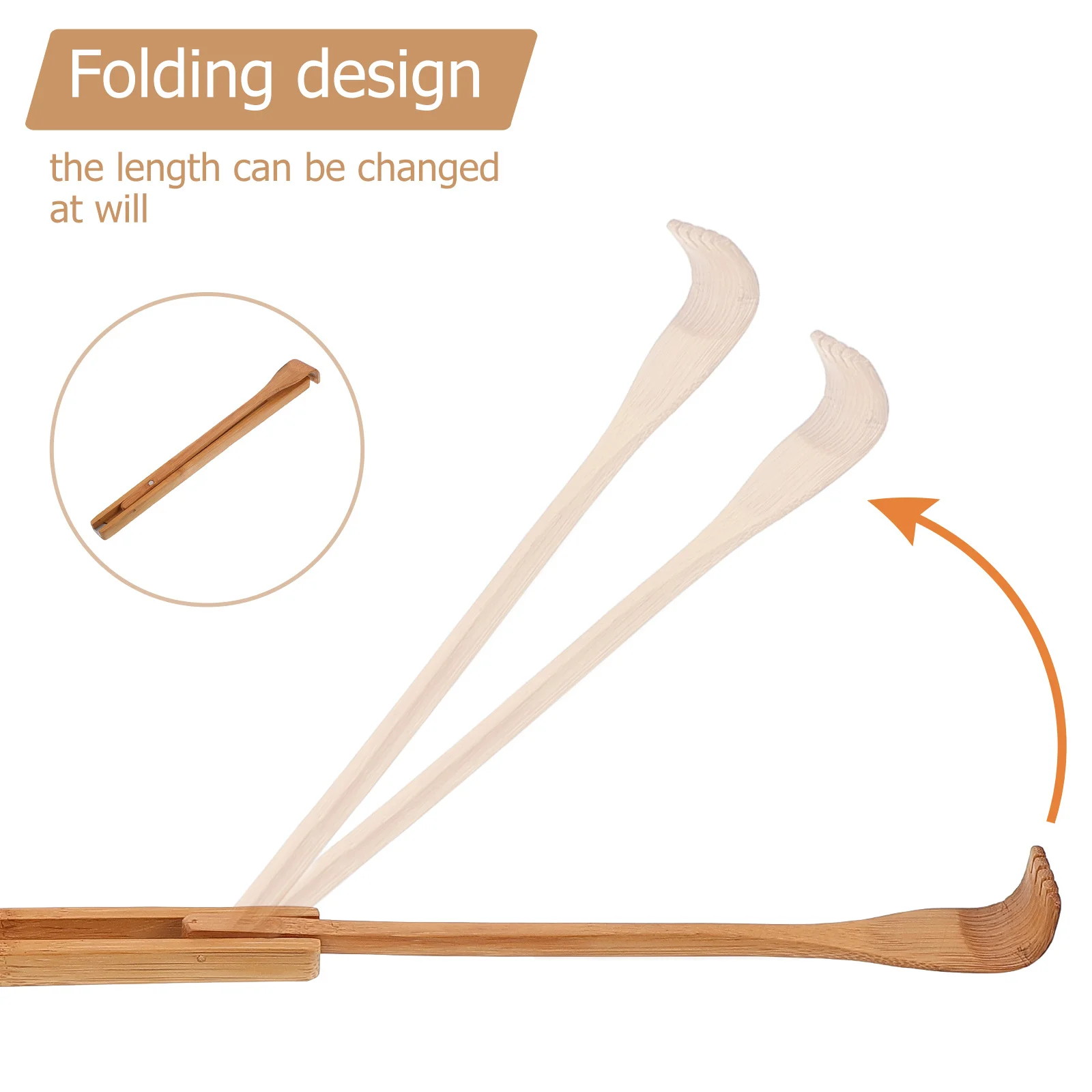 

1pc Folding Bamboo Back Scratcher Handmade Wood Grain Tool For Home Use Travel Self Massage Portable Durable Handle
