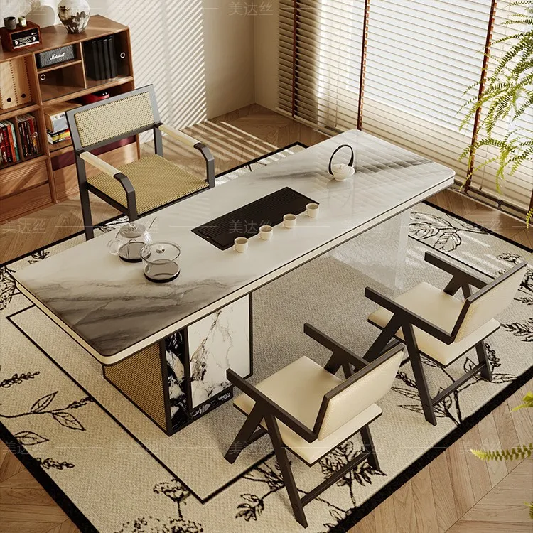 Suspended tea table Balcony Marble tea room Tea table chair
