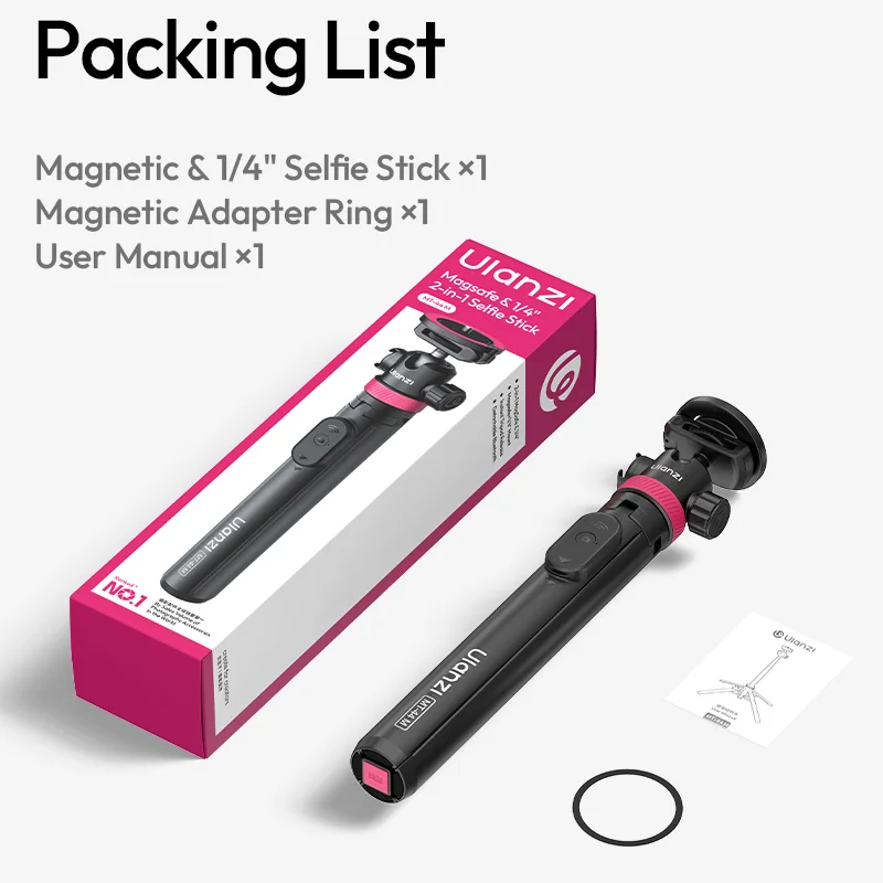 Ulanzi MT-44M 1,49M Magsafe Stativ für iPhone Android Smartphone Kamera DSLR Selfie-Stick mit 360°-Funktion ° Kugelkopf für Vlog Live