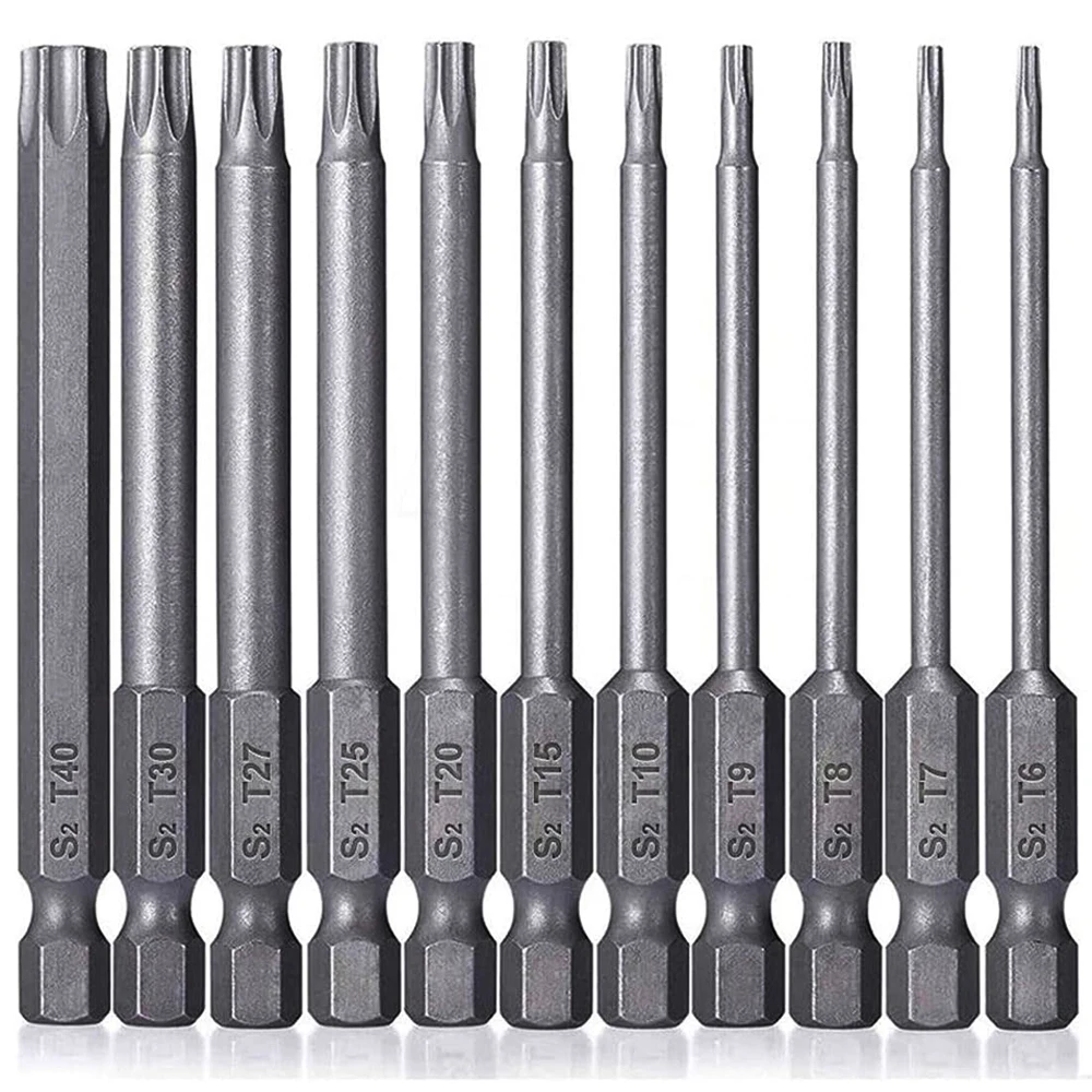 11PCS 1/4 "Hex Bits Fahrer Manipulationssichere Sicherheit Bohrer Magnetische Bit Set Torx Schraubendreher Flach Kopf F1FC Hohe Qualität 50/100mm – Detail 10