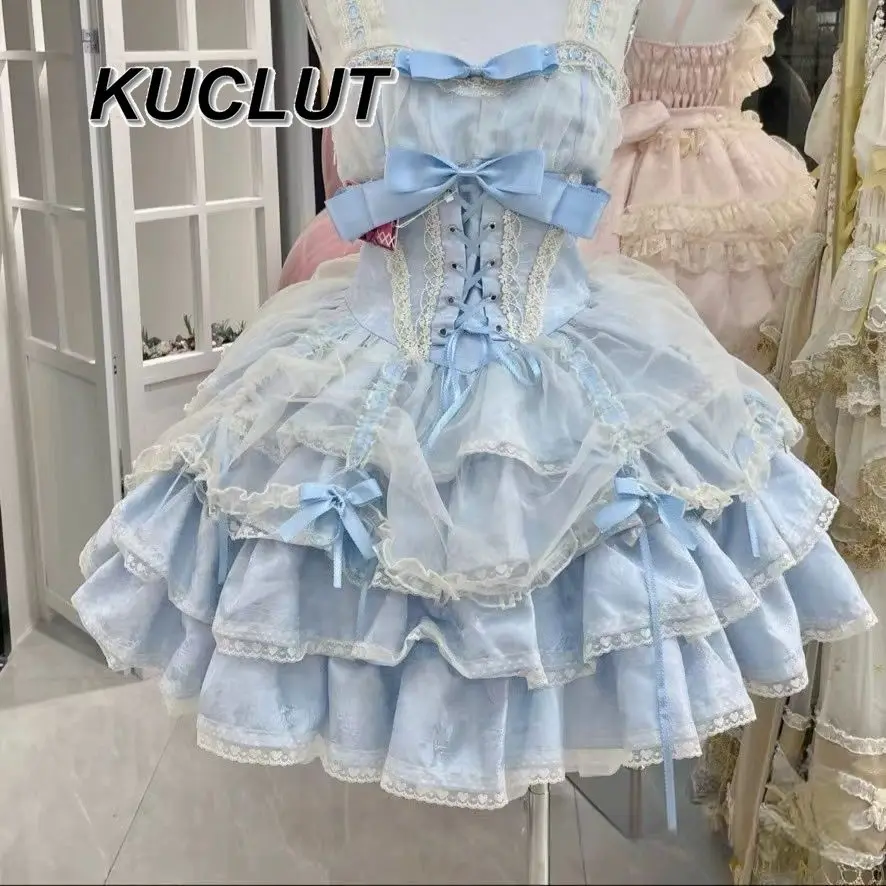 

2025 New Sweet and Cute Lolita Dresses for Women JSK Gentle Ballet Style High Waist Ball Gown Birthday Dress Spring Autumn