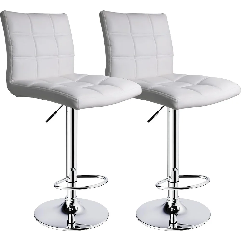 

Modern Square PU Leather Adjustable Bar Stools with Back, Set of 2, Counter Height Swivel Stool, Barstools for Kitchen