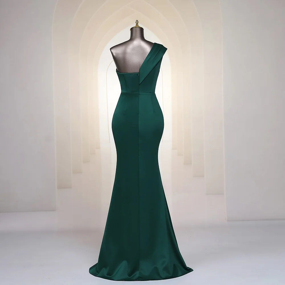 Sexy Greenone shoulder Evening Dress Mermaid Sexy Criss Cross Off Shoulder Sleeveless Women Party Dresses Prom Formal Maxi dress