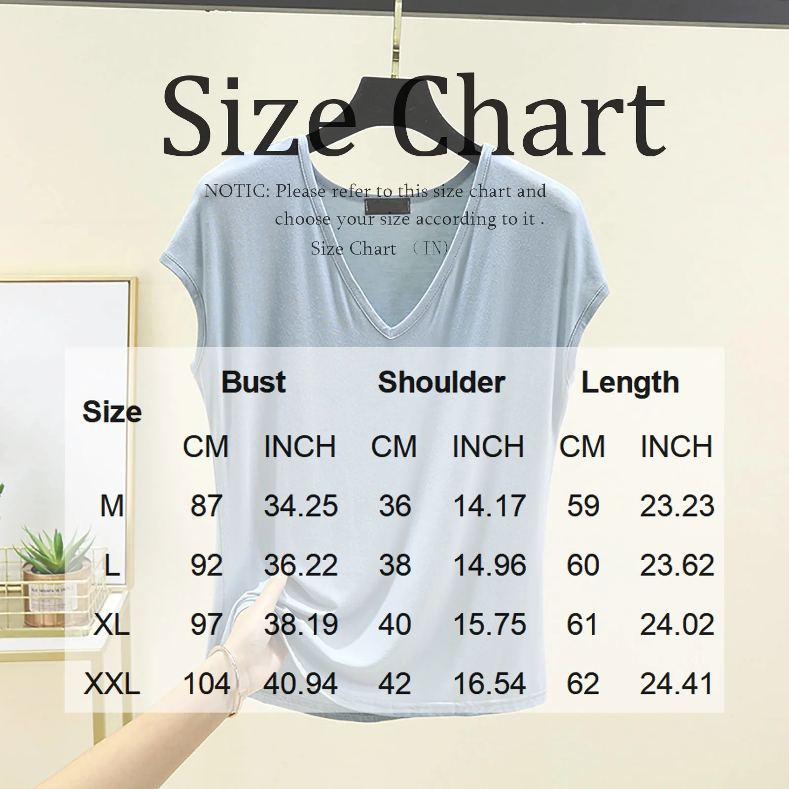 تي شيرت كلاسيكي خفيف الوزن وناعم ومسامي برقبة على شكل حرف V للسيدات، قميص مريح فضفاض ومتعدد الاستخدامات للاستخدام اليومي