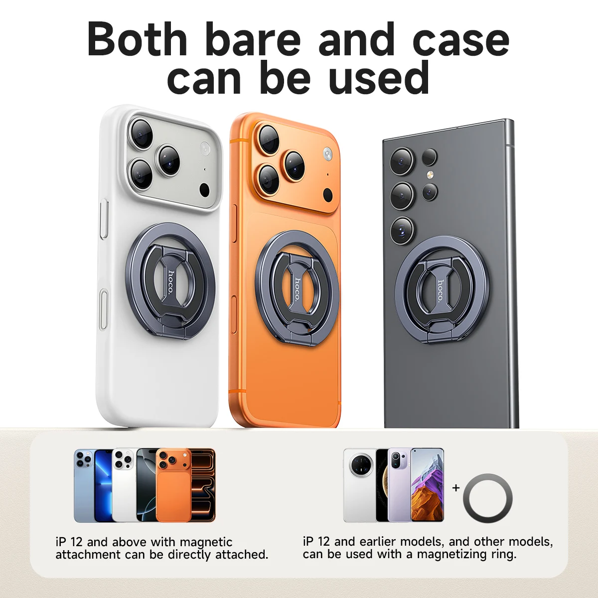 HOCO Magnetic Phone Ring Holder Removable Grip Kickstand N52 Compatible with iPhone MagSafe Samsung Xiaomi Mobile Phone Bracket view 3