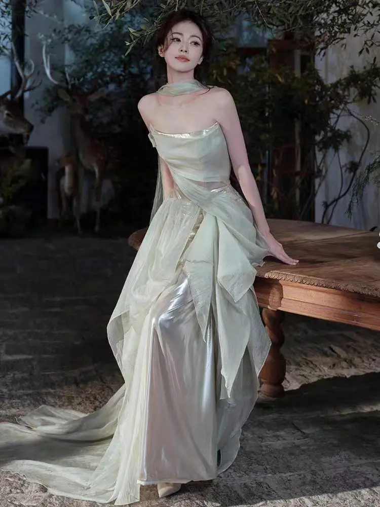 

Ele Princ Sle Evening Gown for Women High Waist Long Skirt Svel Wedding Dr Ideal for Year End Parties Stude...