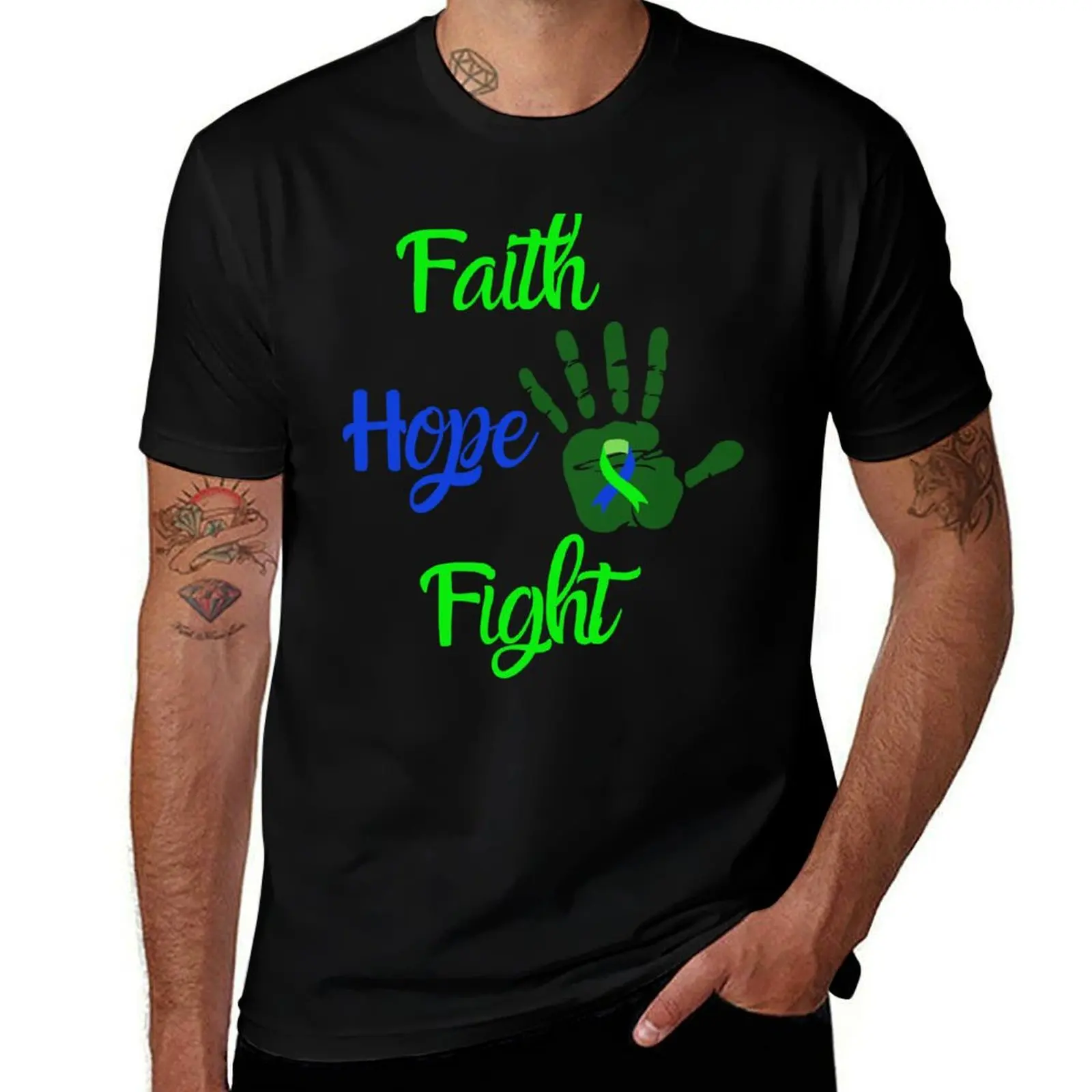 

Faith Hope Fight Motivation IIH Awareness T-Shirt t shirts for man cotton funny t shirt for man T-shirt