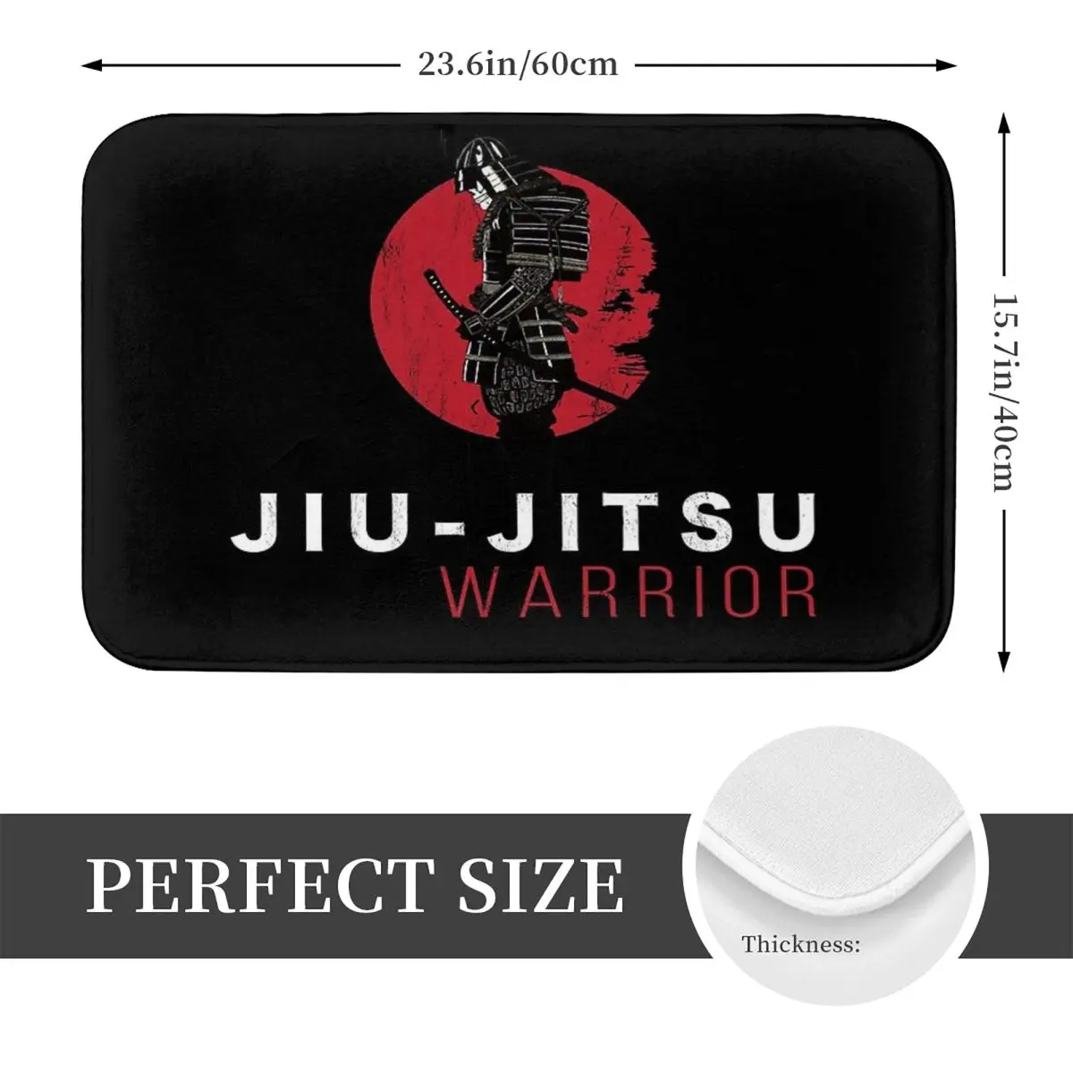 Jiu-Jitsu Warrior Japanese Bjj Gi & Black Belt Mma Anti-slip Doormat Floor Mat Carpet Rug for Kitchen Entrance Home Footpad Mats