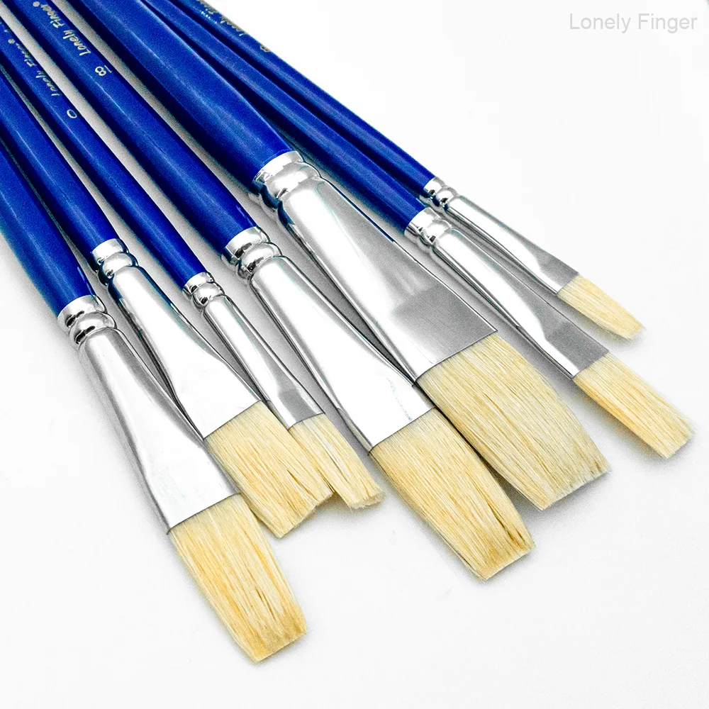 مجموعة فرش طلاء بشعيرات الخنزير المسطحة، 7 قطع من فرش الرسم الفنية لطلاء الغواش بألوان مائية وزيت الأكريليك، فن شعر نايلون ممتاز P