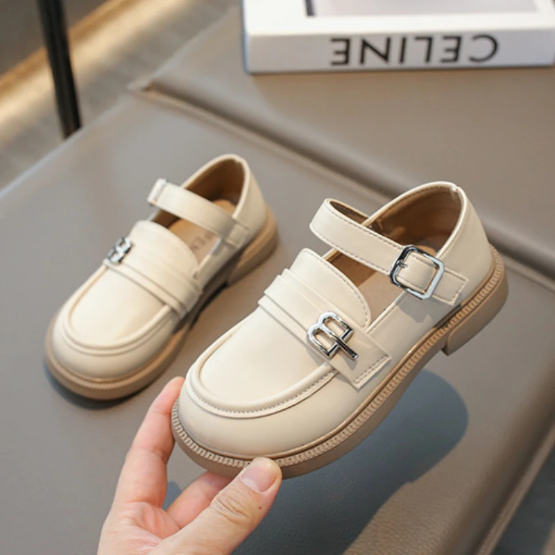 

Kids Mary Jane Shoes Elegant 2024 Spring Children's Leather Shoes Fashion Soft Soled Girls Princess Causal Single Shoes Non-slip