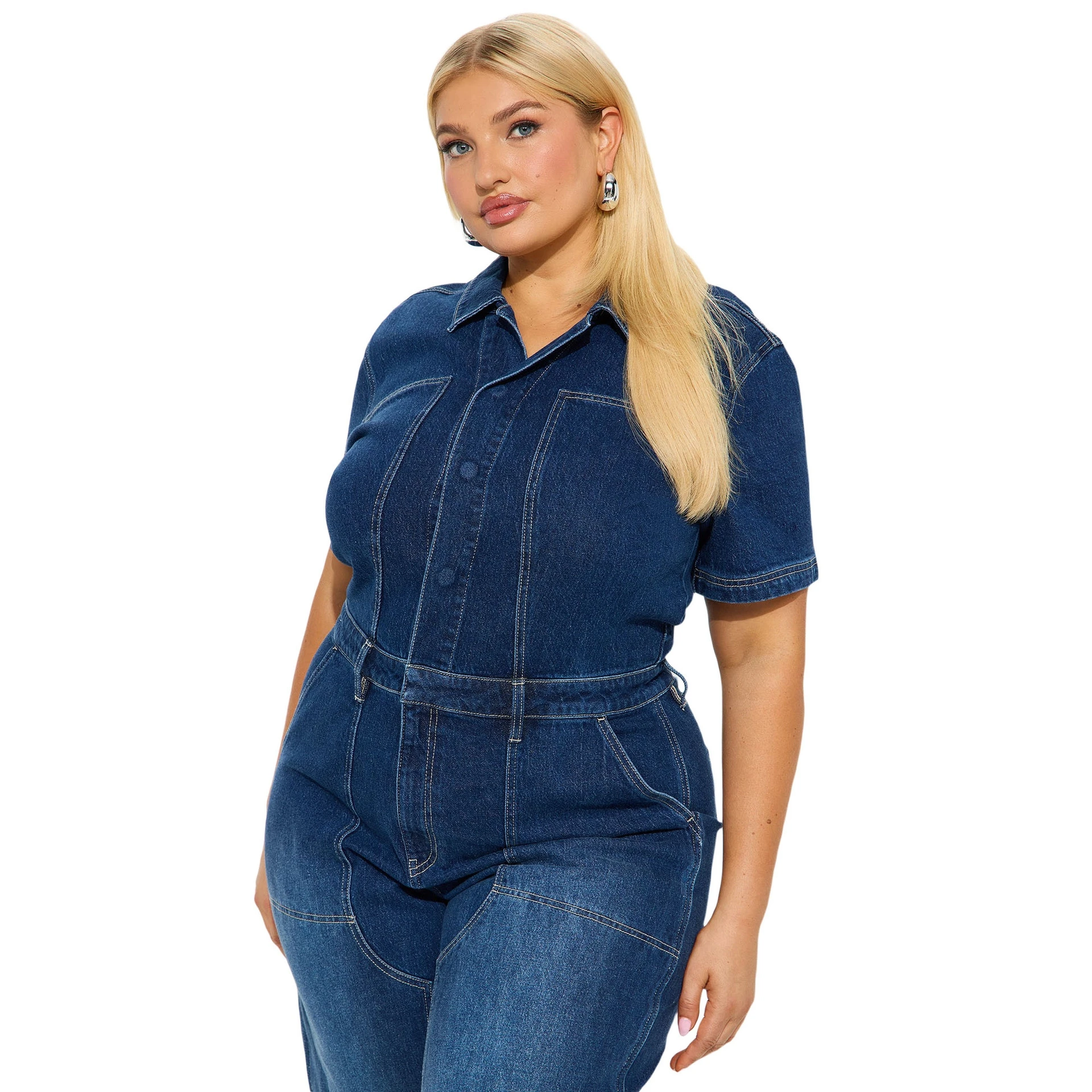 Plus size feminino denim macacão perna reta calças compridas meados de cintura mistura algodão regular fino temporada inverno importado