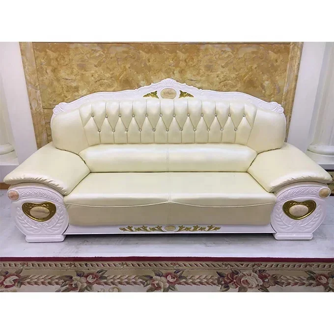 Guangdong factory hotsale in USA door to door milk white leather sofa set