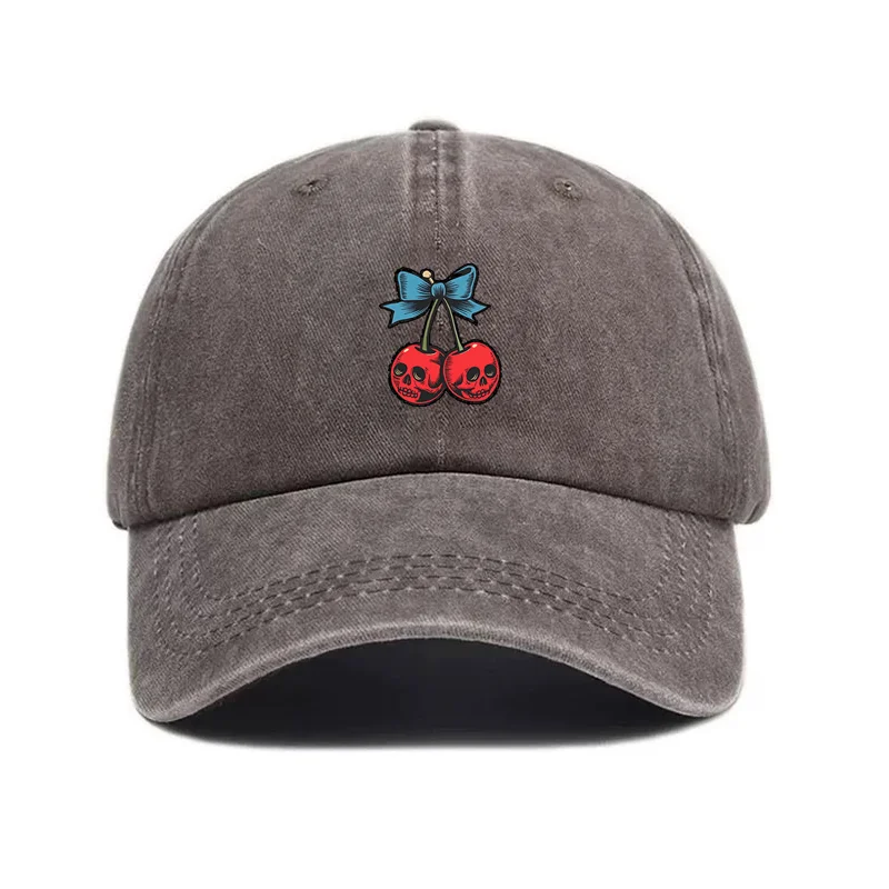Customize Vintage Washed Cotton Baseball Cap Men Women Gothic Pattern Outdoor Hip Hop Dad Cap Adjustable Soft Streetwear Hat