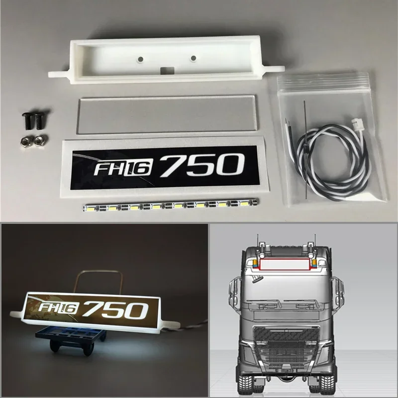 1/14 RC Truck LED Werbung Lichtkästen Sonnenblende Lichtteile für Tamiya VOLVO 750 FH16 560360 Auto