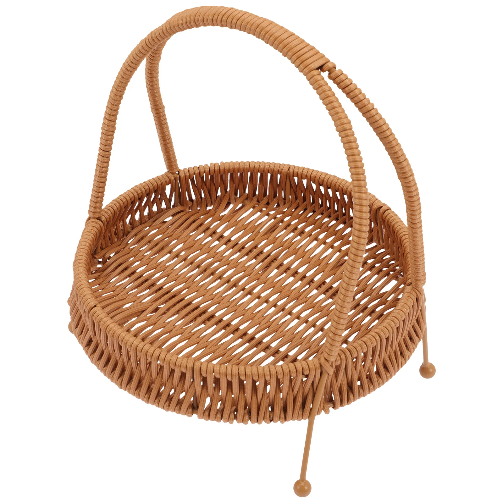 

Imitation Rattan Woven Dessert Tray Cake Plate Snack ganizer H Basket Brown Desktop Pastry Storage Serving Trays Kitchen Bar