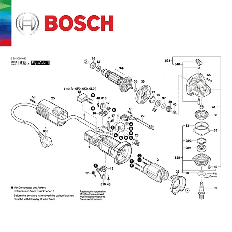 BOSCH Replacement GWS 750 GWS 7-125 Angle Grinder Electric Tools Part Rotors Stator Carbon Brush Power Tool Repair Accessories