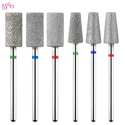 BNG Diamond Nail Sanding Drill Bits Cross Teeth Barrel Rotary Cuticle Clean Burr 3/32