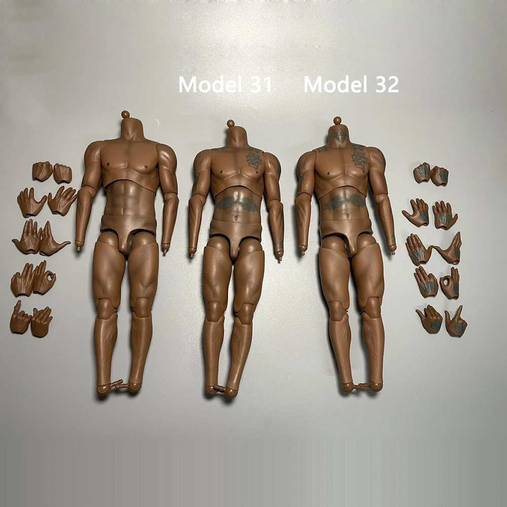 1/6 Male Basketball Player Strong Body Tattoo Yellow Black Skin Action Figure 12inch Sports Joint Soldier Main Body Doll Toys