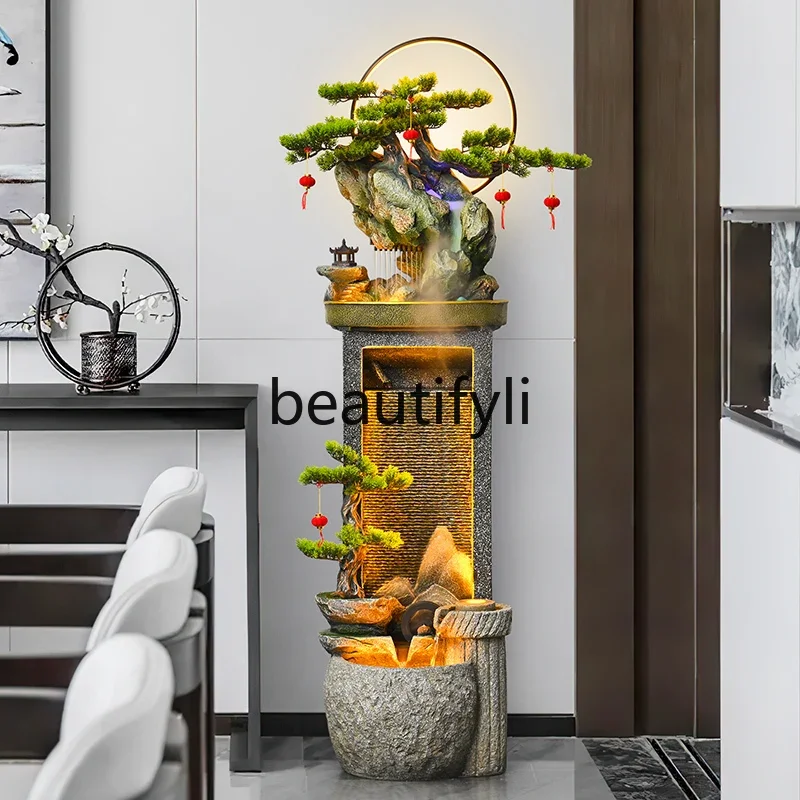 

A48 Rockery flowing water fountain floor feng shui wheel circulating water ornament living room office decoration