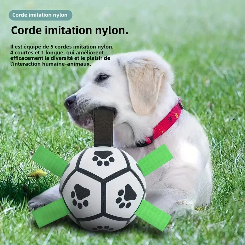 New 1 Pcs Interactive Dog Toys for Tug of War Dog Soccer Ball with Straps for Indoor Outdoor Dog Tug Toy Sturdy Ball Fetch Toy view 4