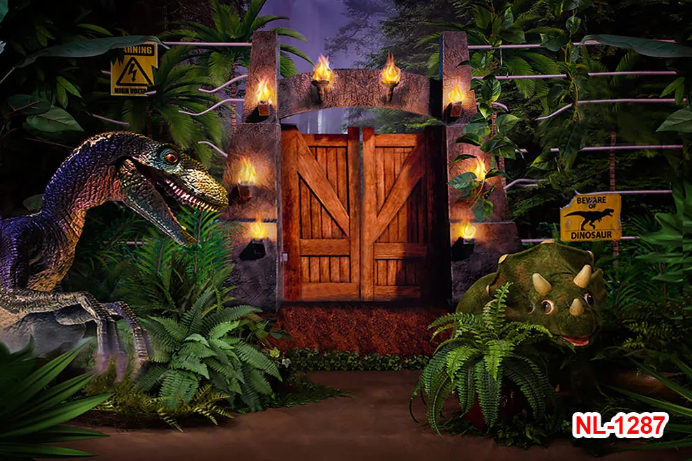 Jurassic World Background Photography Studio for Birthday Boy Customize Photo Backdrops Dinosaur Party Decorations