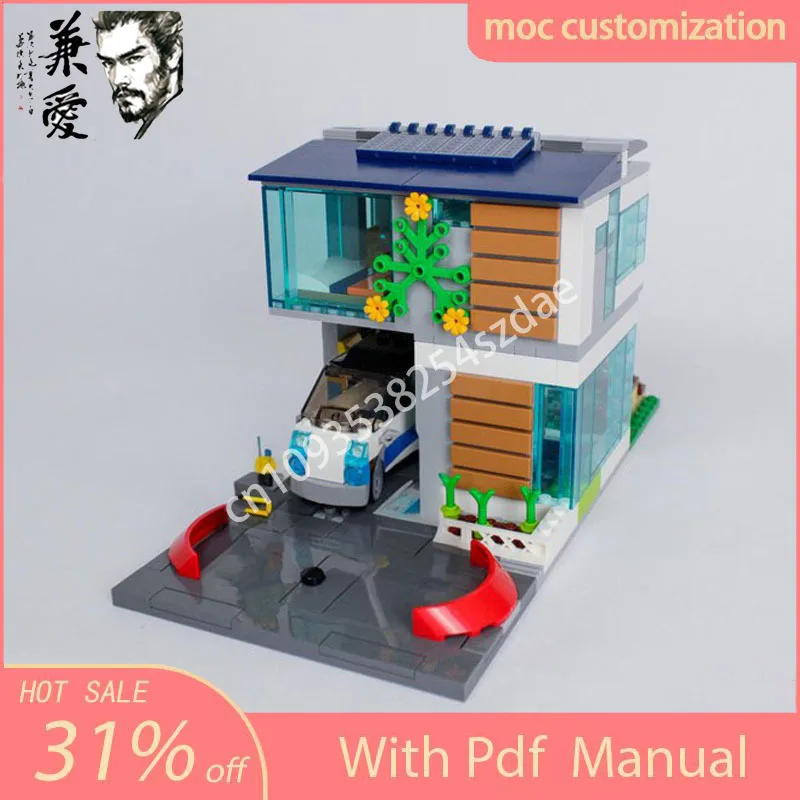 385 Uds. MOC casa familiar Modular vista a la calle modelo de bloques de construcción Diy montaje creativo ladrillos educativos juguetes regalo para niños