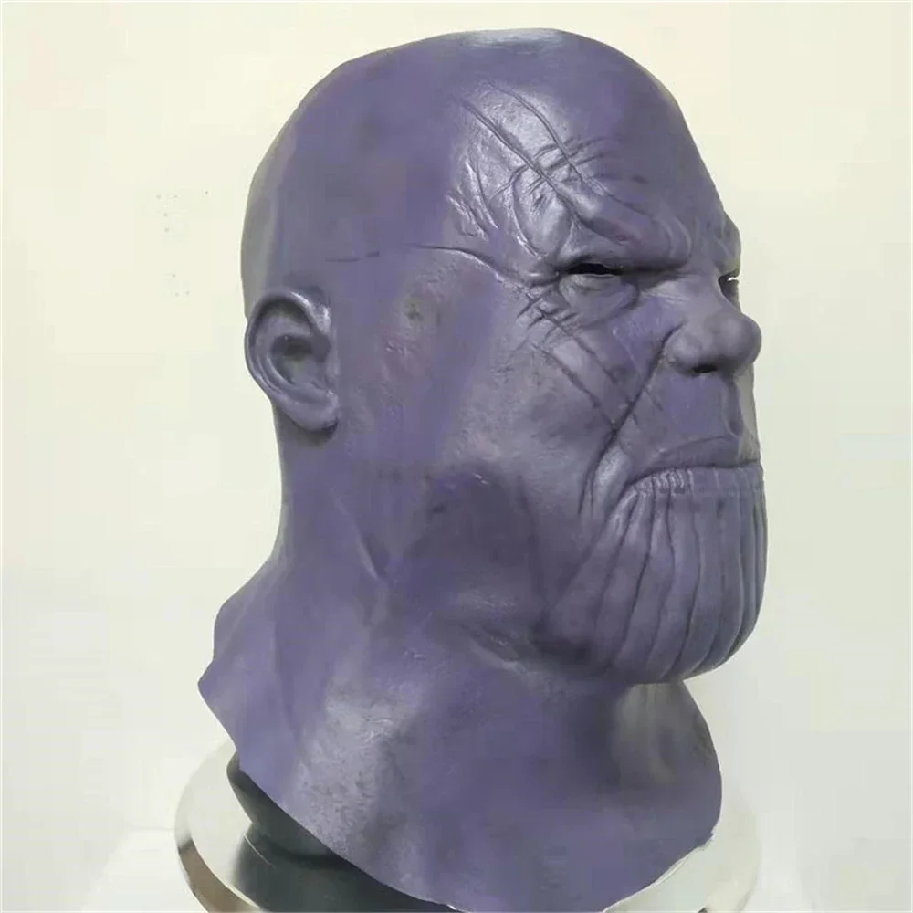 Kostum Cosplay Halloween 2025 Superhero The Avengers Thanos untuk Dewasa, Helm Latex, Aksesoris Karnaval