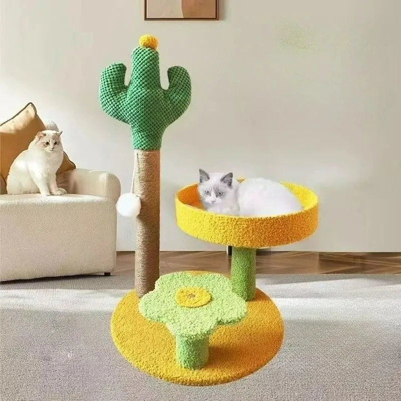 3-in-1 Tree 5-Tier Tower, Mushroom Indoor Kitten Activity Center, Multi-Functional Climbing Furniture for Cats