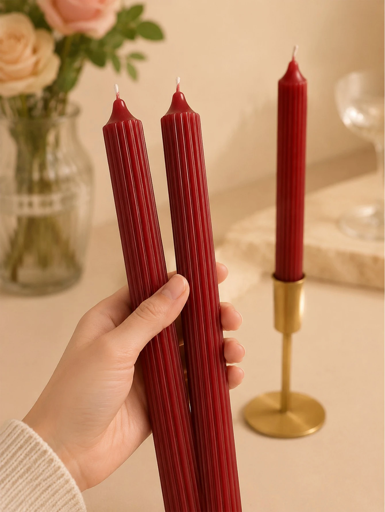 4個入り 25cm ワインレッド アロマセラピーキャンドルセ - Home Fragrance No 4 のレビューと価格
